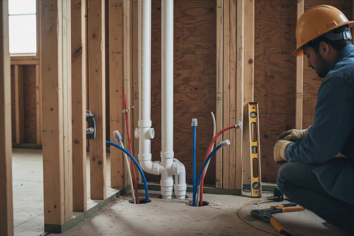 Drain and supply rough-in during Garbage Disposal Repair in Hume